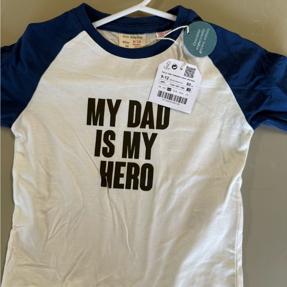 Baby Blue and White 'My Dad is My Hero' Shirt